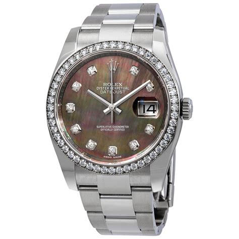 rolex ladies datejust black mother of pearl diamond dial|rolex datejust 36 with diamonds.